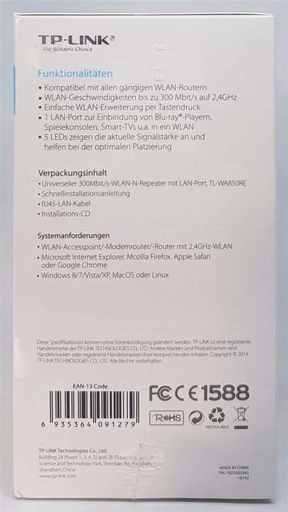 Produktbild TP-Link Tl-Wa850re (300 Mbit/s)
