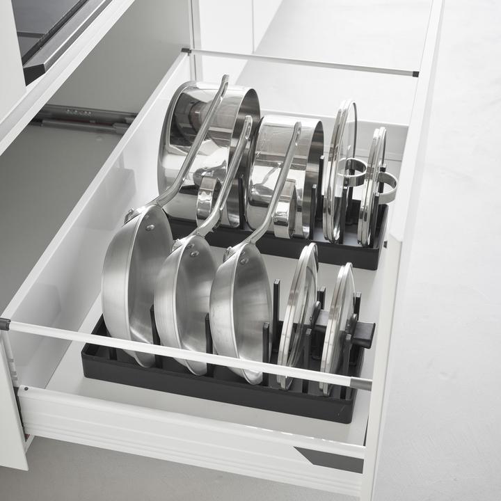 Actual product image Yamazaki Width-adjustable pot & pan organiser