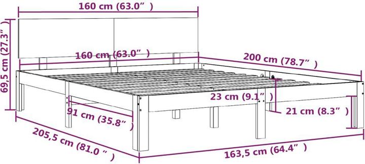 Produktbild vidaXL Bettrahmen (160 x 200 cm)