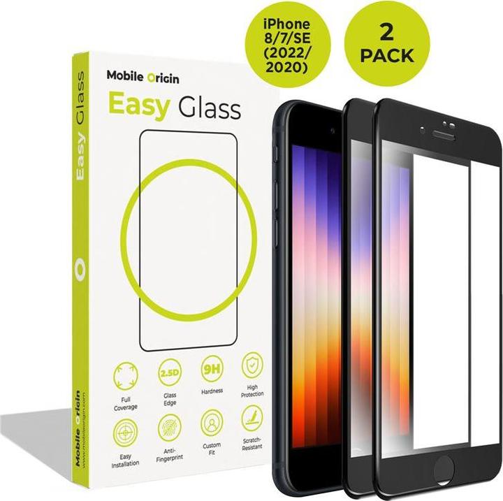 Mobile Origin EasyGlass iPhone 8/7/SE (2022/2020) Schutzglas / 2 Stück (2 Stk., Apple iPhone 7, Apple iPhone 8)