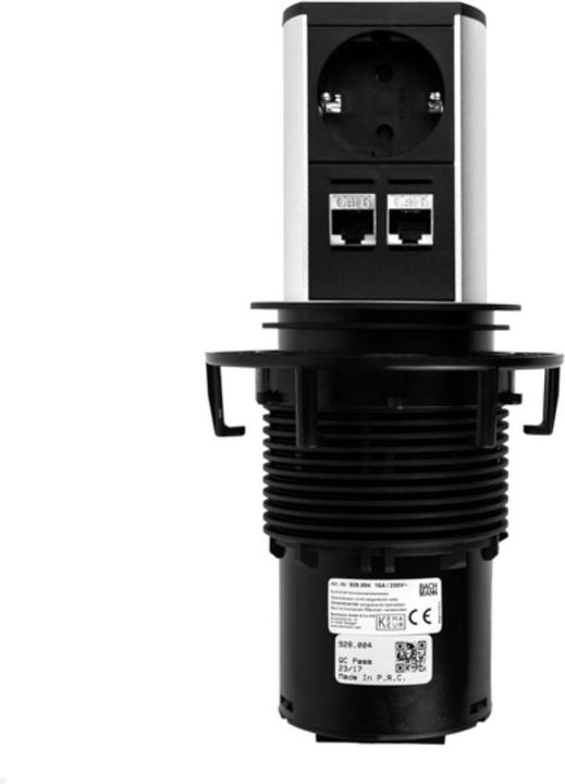 Produktbild Bachmann ELEVATOR Steckdoseneinheit 1x Schuko 2x LAN Chrom matt (1 x, CEE 7/3, RJ45, 0.50 m)
