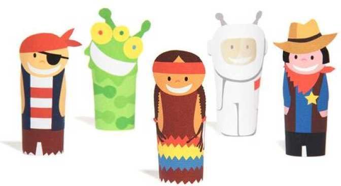 Actual product image Pukaca Paper finger puppet set. 8 heroes (8 x)