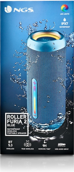 Produktbild NGS Enceinte Nomade Bluetooth Roller Furia 2 (Bleu) (9 h, Akkubetrieb)