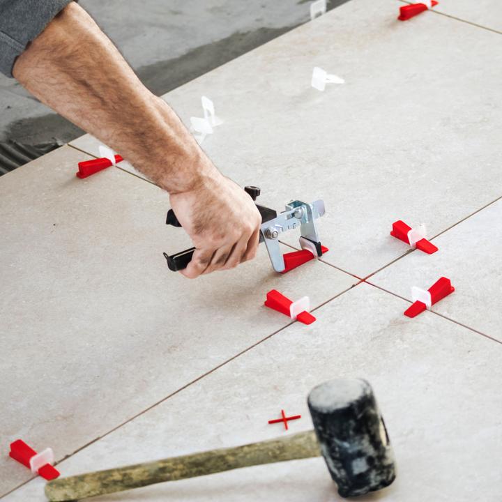 Actual product image XPOtool Tile Levelling System Set 800 Tile Wedges, 800 Pull Tabs 1.5mm, & Levelling Pliers
