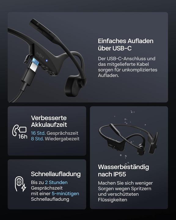 Immagine prodotto Shokz OpenComm2 UC Knochenschall-Headset (Senza fili)