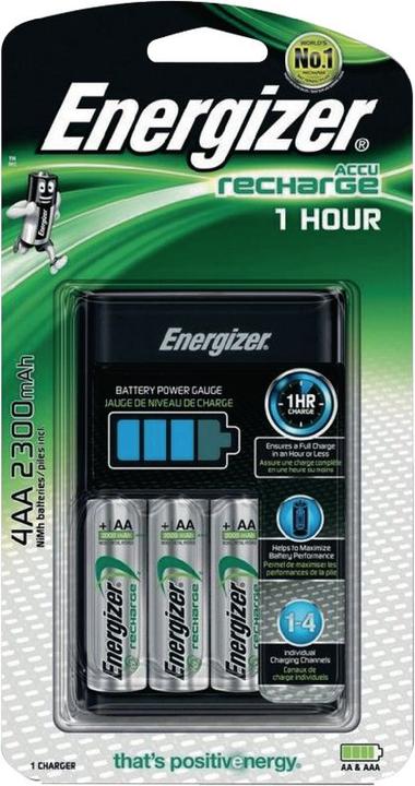 Immagine prodotto Energizer Ricarica 1 ora (4 pz., AA, AAA, 2300 mAh, Batteria + Caricabatterie)