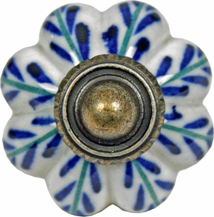 Produktbild Originals Möbelgriff Blume Keramik/Metall, Blau/Weiss