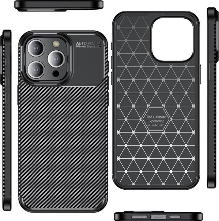 Produktbild Screenguard Apple iPhone 15 Pro Max Hülle Carbon Design TPU Case (Apple iPhone 15 Pro Max)