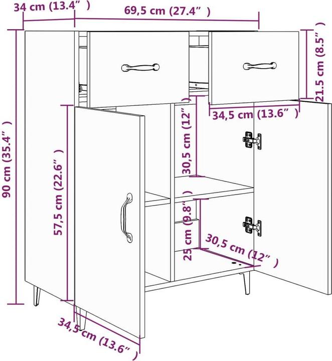 Image du produit vidaXL Sideboard (69.50 x 34 x 90 cm)