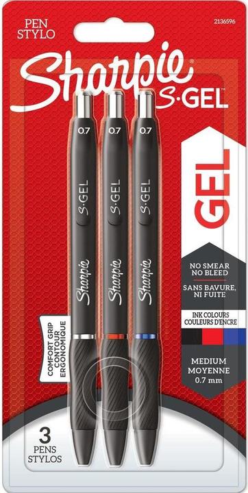 Produktbild Sharpie Gelschreiber 0.7 mm, 3 Stück (Schwarz, Blau, Rot, 3 x)