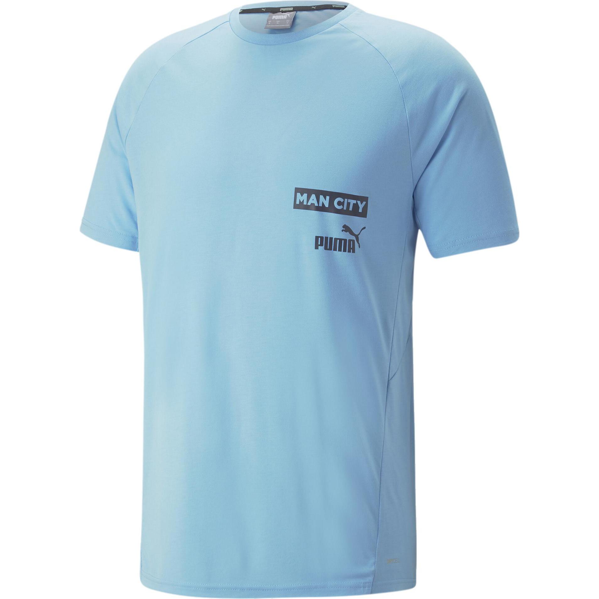 Puma, Herren, Sportshirt, t-hirt mancheter city caual 2022/23 (S), Blau, S