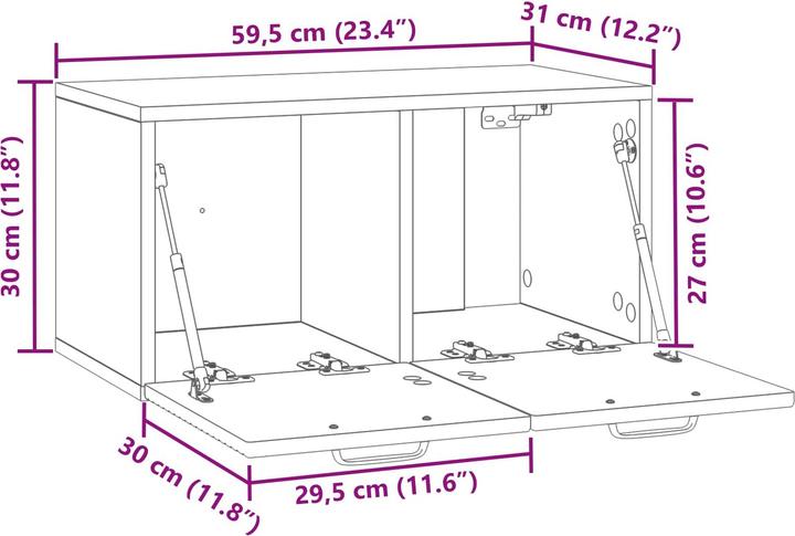 Produktbild vidaXL Wandaufbewahrung (31 x 59.50 x 30 cm)