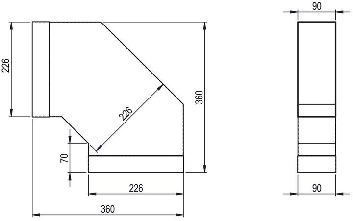Immagine prodotto Hastrag Gomito 45/90° per canale piatto