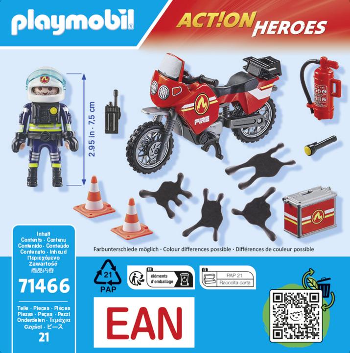 Produktbild Playmobil Feuerwehrmotorrad am Unfallort (71466, Playmobil Action Heroes)