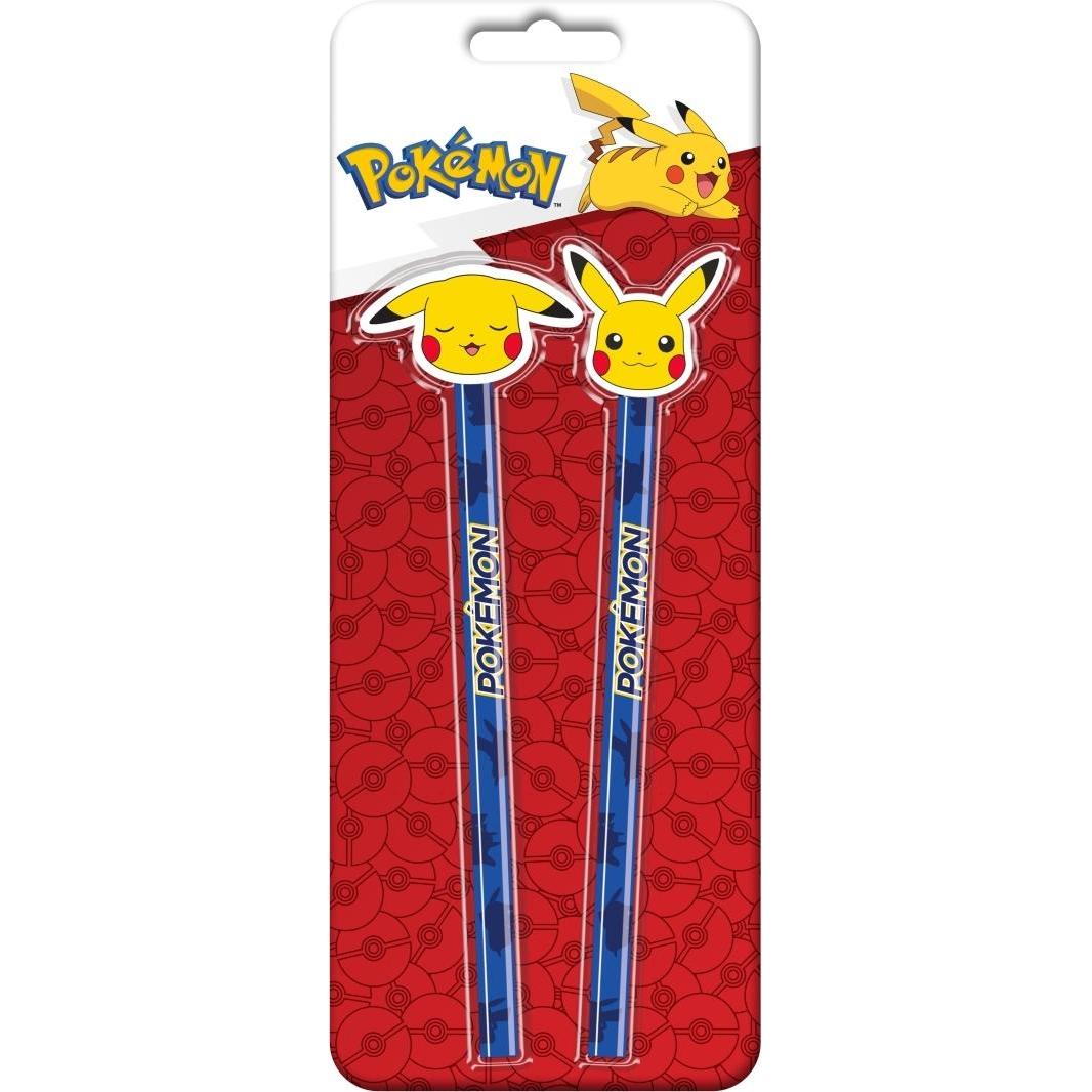 Euromic POKMON 2-pack pencils w/2 eraser toppers - triangular pencils unsharpened each with eraser topp... (161707002)