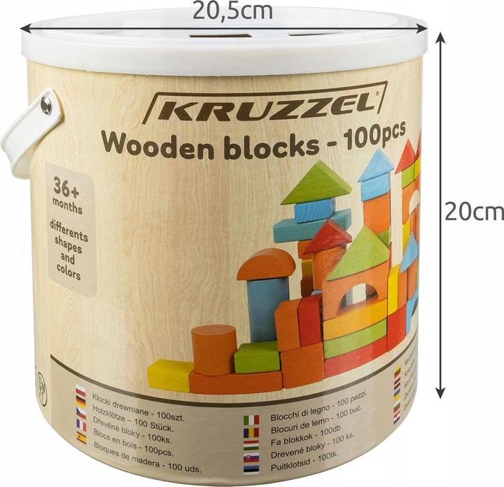 Immagine prodotto Kruzzel 100 blocchi di legno in un secchiello con coperchio di selezione