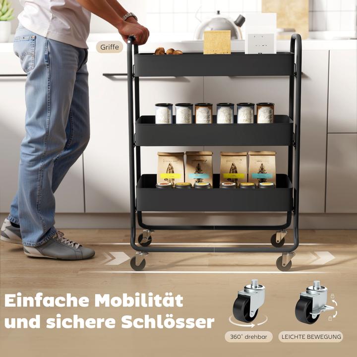 Produktbild Homcom Küchenwagen Metall Schwarz