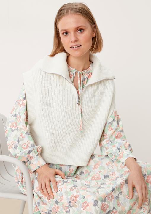 Produktbild s.Oliver Strickpullunder Slipover im Troyer-Look (S)