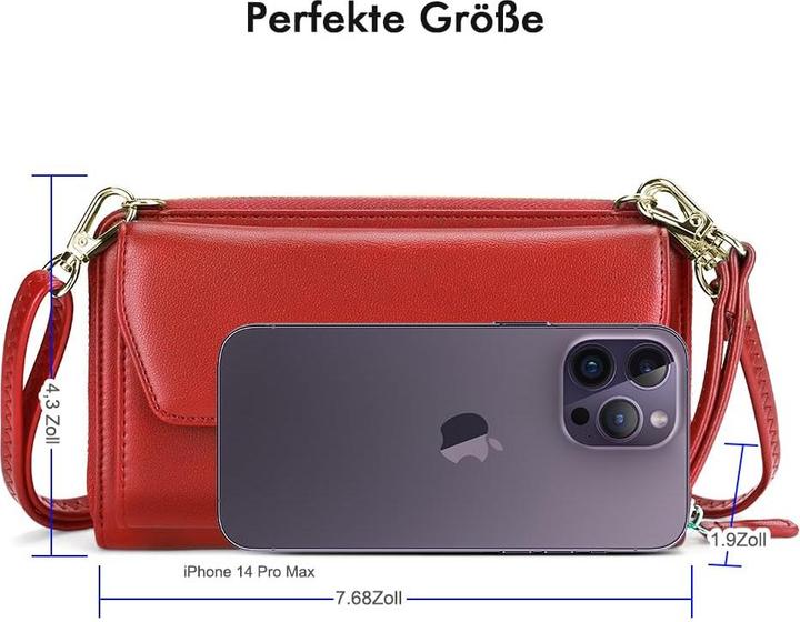 Produktbild Only-Bags.Store Kleines Portemonnaie mit Kreditkartenfächern, Handytasche mit Reissverschluss um 2 Riemen