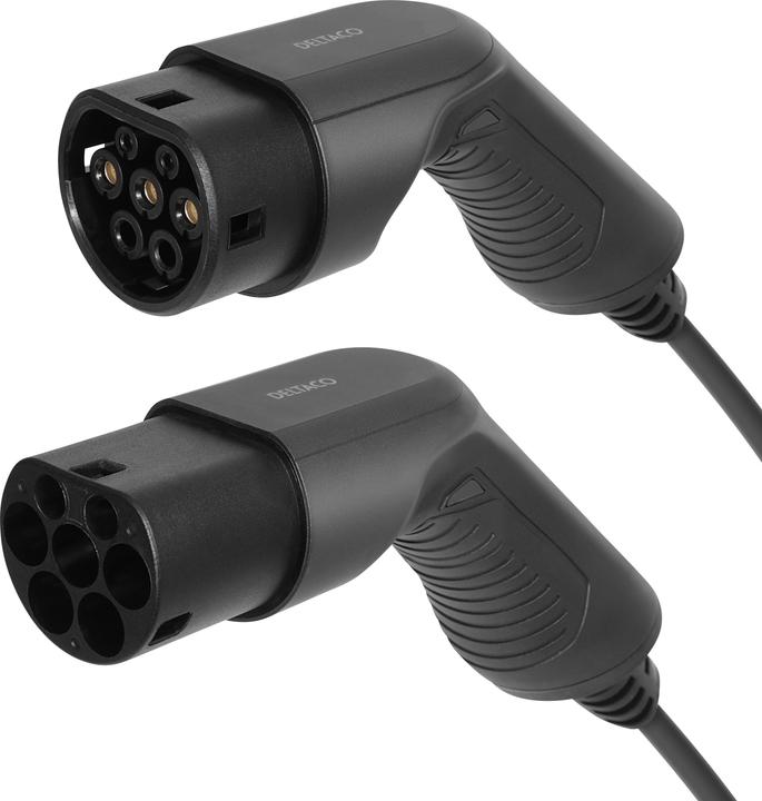 Immagine prodotto Deltaco Cavo E-Charge tipo 2 - tipo 2 3 fasi 16A a spirale 3M/5M (11 kW, 16 A, 8 m)