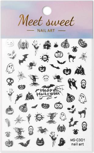 Nagellack24 Nail Art Sticker Selbstklebend Silber Halloween
