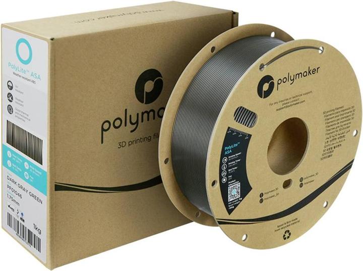 Image du produit Polymaker ASA 1,75mm DARK Gray GREEN 1kg (ASA, 1.75 mm, 1000 g)