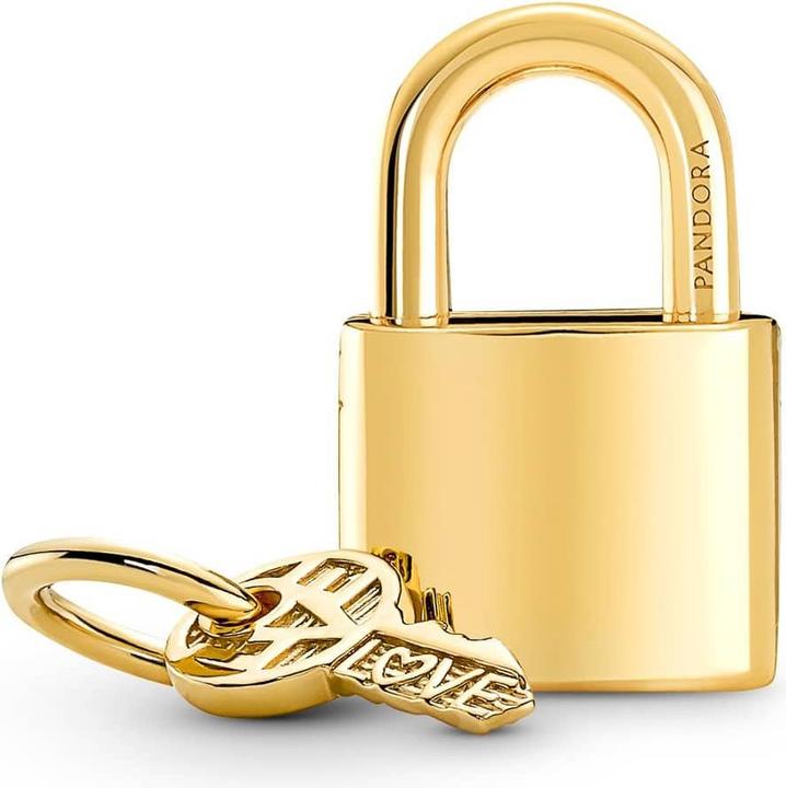 Actual product image Pandora 14k Gold Padlock & Key Charm (Metal, Gold plated)