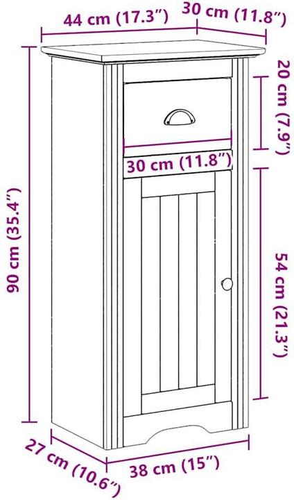 Actual product image VidaXL Bathroom cabinet BODO Grey 44x30x90 cm