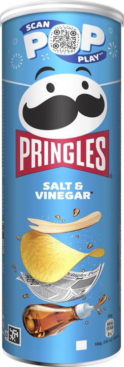 Pringles Salt & Vinegar 165g stacked crisps with salt and vinegar flavour. Suitable for vegetarians. (165 g)