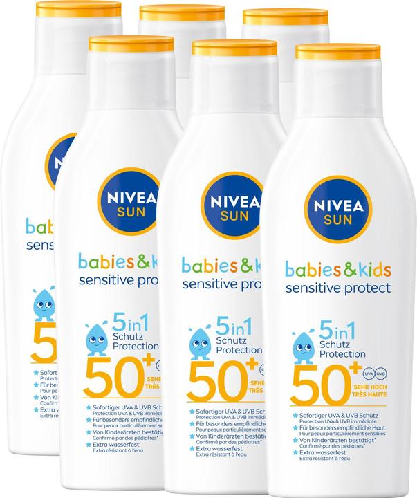 Image du produit NIVEA Crème solaire Sensitive Protect SPF 50+ Multipack 6 x 200 ml (Crème solaire, SPF 50+, 200 ml)