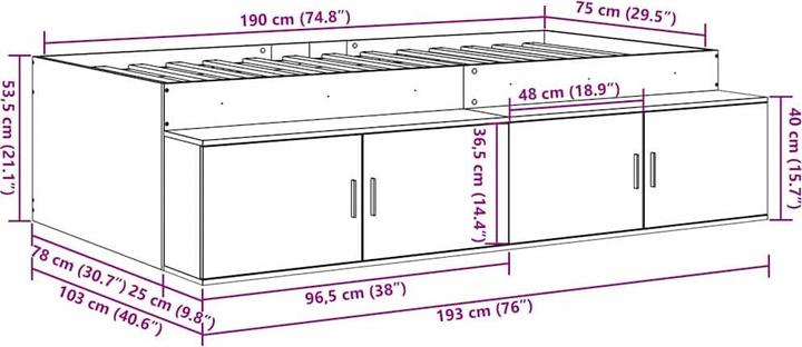 Produktbild vidaXL Bettrahmen (70 x 190 cm)