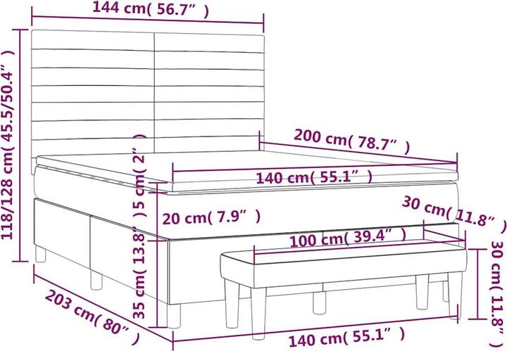 Produktbild vidaXL Boxspringbett (140 x 200 cm)