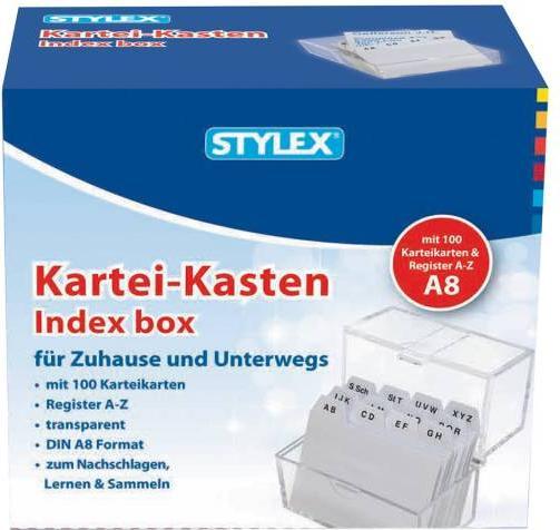 Stylex Kaartenbak A8 glashelder incl 100 kaarten