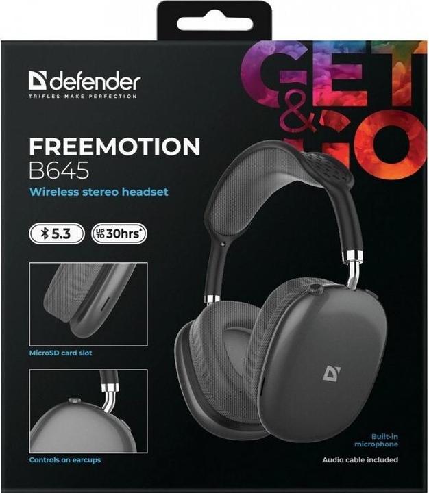 Actual product image Defender Bluetooth-Kopfhörer FR EEMOTION B645 SCHWARZ (Wireless)