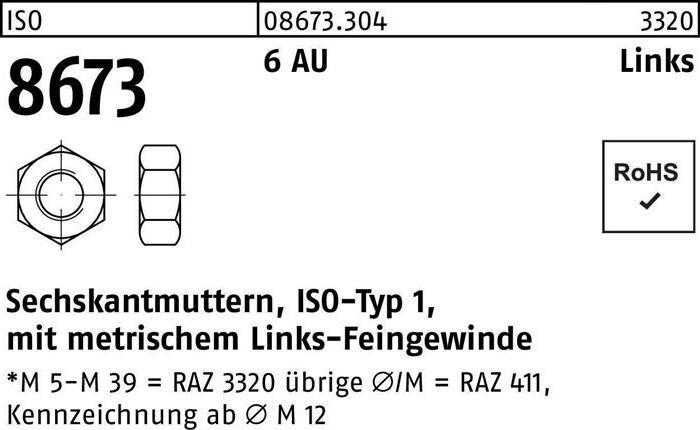 Immagine prodotto Dado esagonale ISO 8673 sinistro M 30 x 2 6 Acciaio da taglio libero (M30)