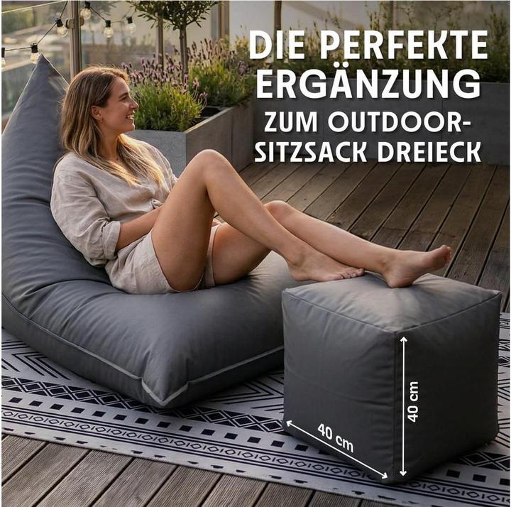 Produktbild Urbanara Sitzsack-Hocker Basic-Outdoor, 85 l, Grau