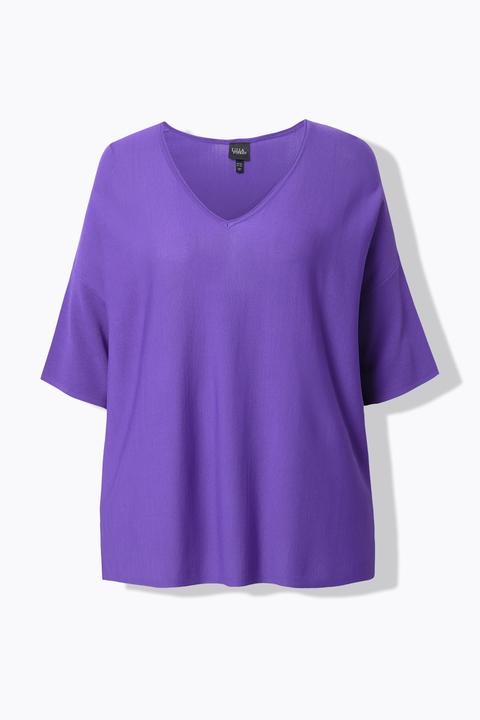 Produktbild Ulla Popken Pullover, Oversized, V-Ausschnitt, Halbarm (56)