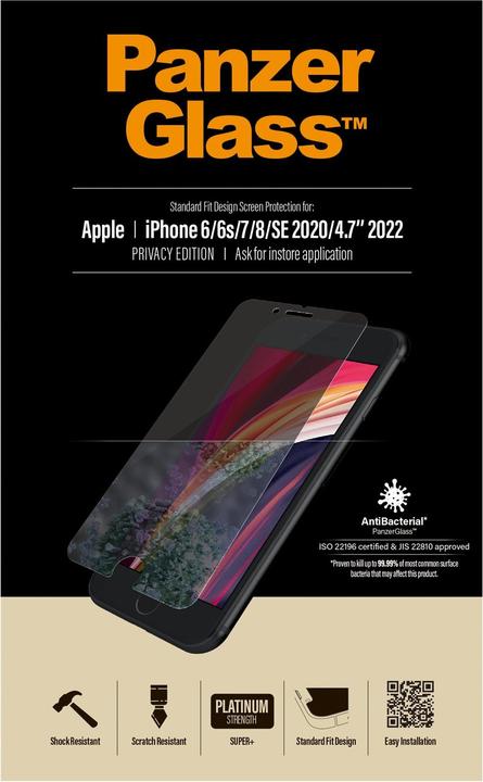 Image du produit PanzerGlass Privacy (1 pièce(s), Apple iPhone SE, Apple iPhone 6s, Apple iPhone 6, Apple iPhone 8, Apple iPhone 7)