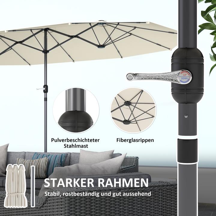 Produktbild Outsunny Doppelsonnenschirm Stahl, Polyester Beige (2.60 m)