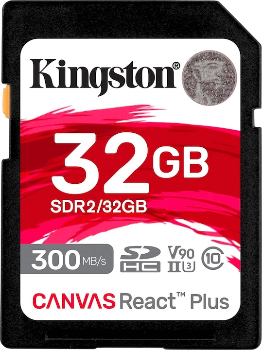 Productafbeelding Kingston Canvas React Plus SDHC UHS-II 300R/260W U3 V90 voor /4K/8K (32 GB, SDHC, U3, UHS-II)