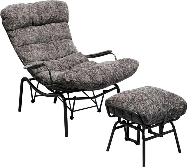Kare Design Sessel + Hocker Vienna Swing Grau