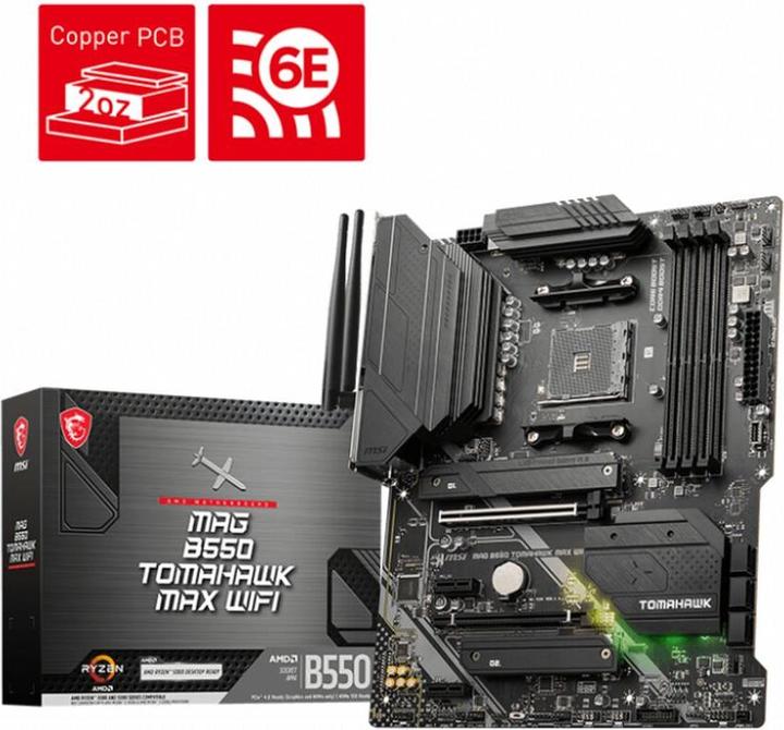 Produktbild MSI Mag B550 Tomahawk Max Wifi (AM4, AMD B550, ATX)