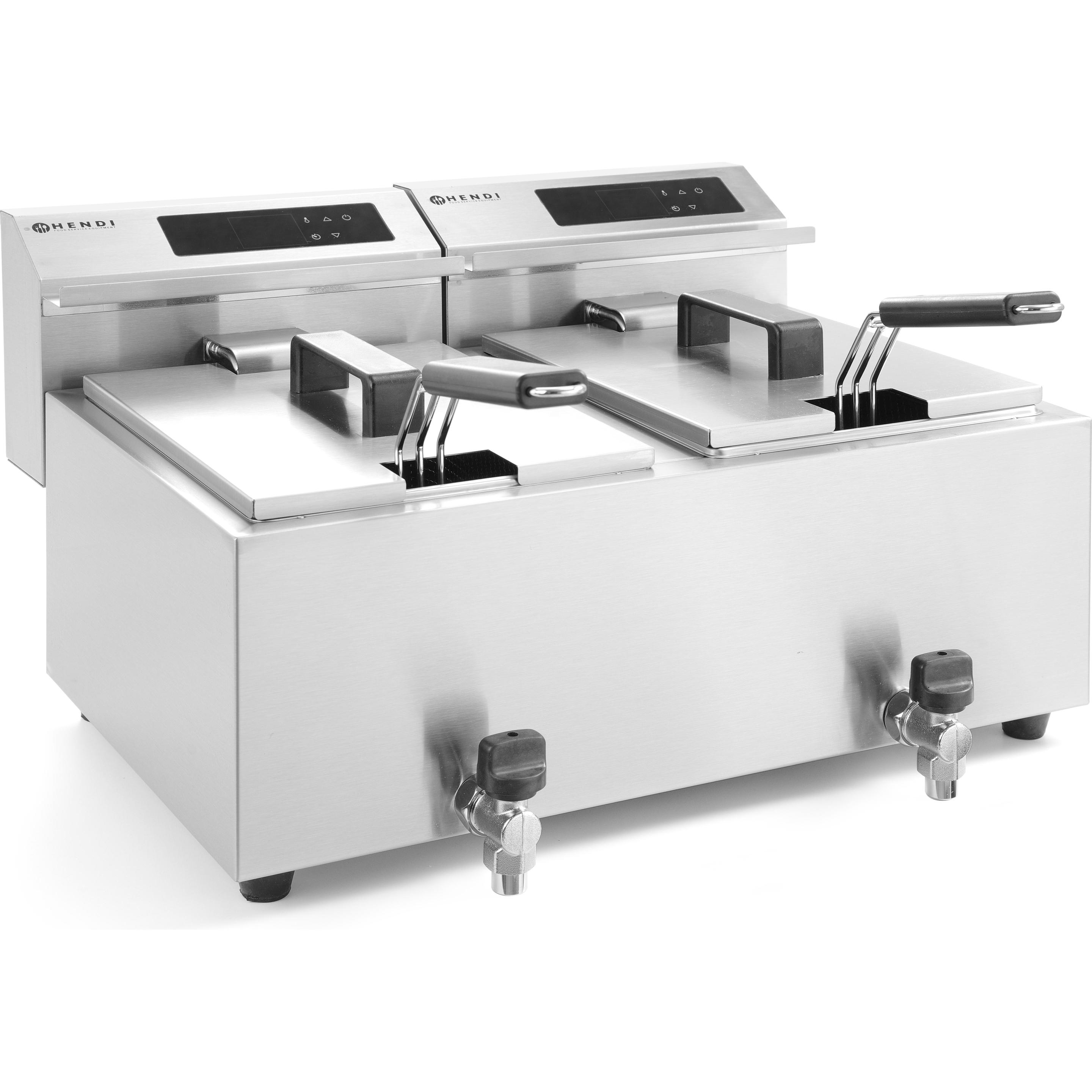 Thumbnail - Hendi Friteuse Profi Line digital mit Ablasshahn 2 x 8 l, Fritteuse, Silber