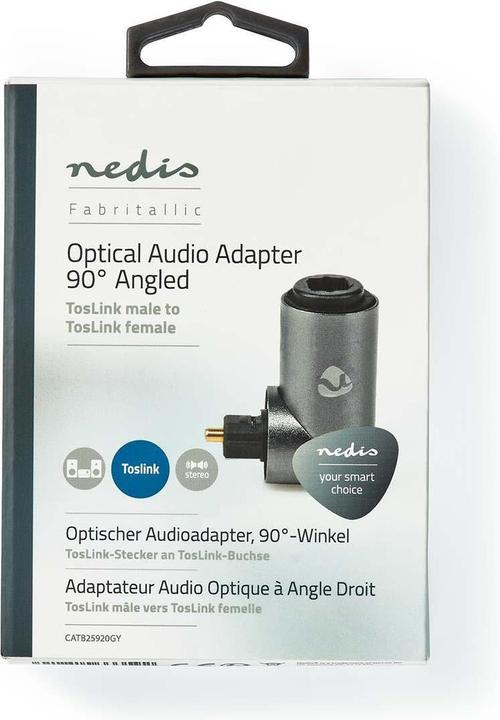 Immagine prodotto Nedis Adattatore TosLink TosLink femmina TosLink maschio angolato a 90° Alluminio Grigio canna di fucile (TOSLINK)