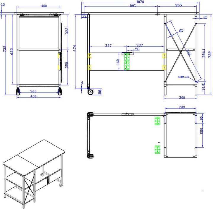 Produktbild Maclean Loft Klappschreibtisch (107 x 45 x 75 cm)