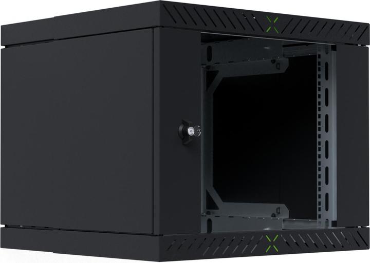 Actual product image EFB Elektronik EFB 19inch 48.26cm wall-mounted housing X-Rack with glass door 400-600mm 9U black RAL9005 (9 RU, 19 inch rack)