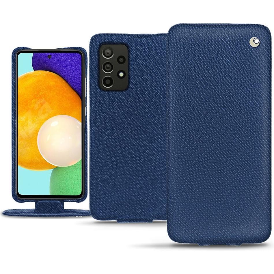 Noreve Lederschutzhülle vertikal (Samsung Galaxy A52), Smartphone Hülle, Blau