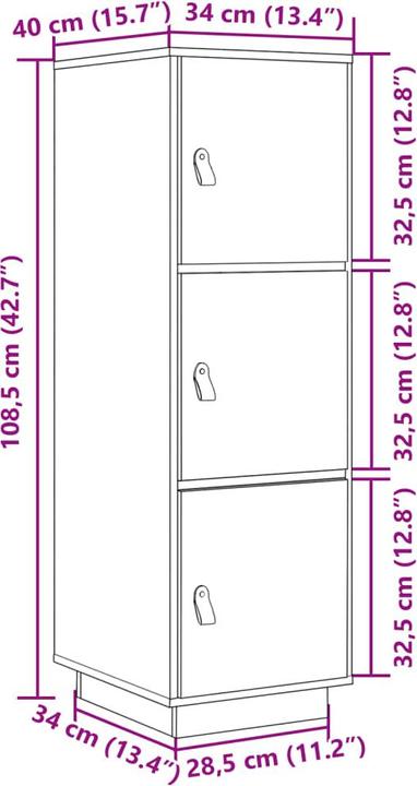 Image du produit vidaXL Highboard (34 x 34 x 108.50 cm)