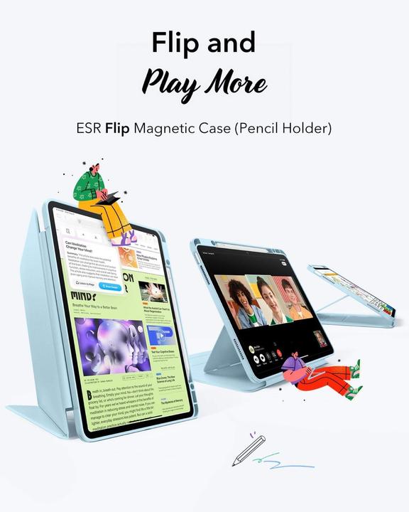 Produktbild ESR - Flip Hybrid - iPad Air 13 (2024) / Air 13 (2025) - Sky Blue (Apple iPad Air 13 2024, Apple iPad Air 13 2025)