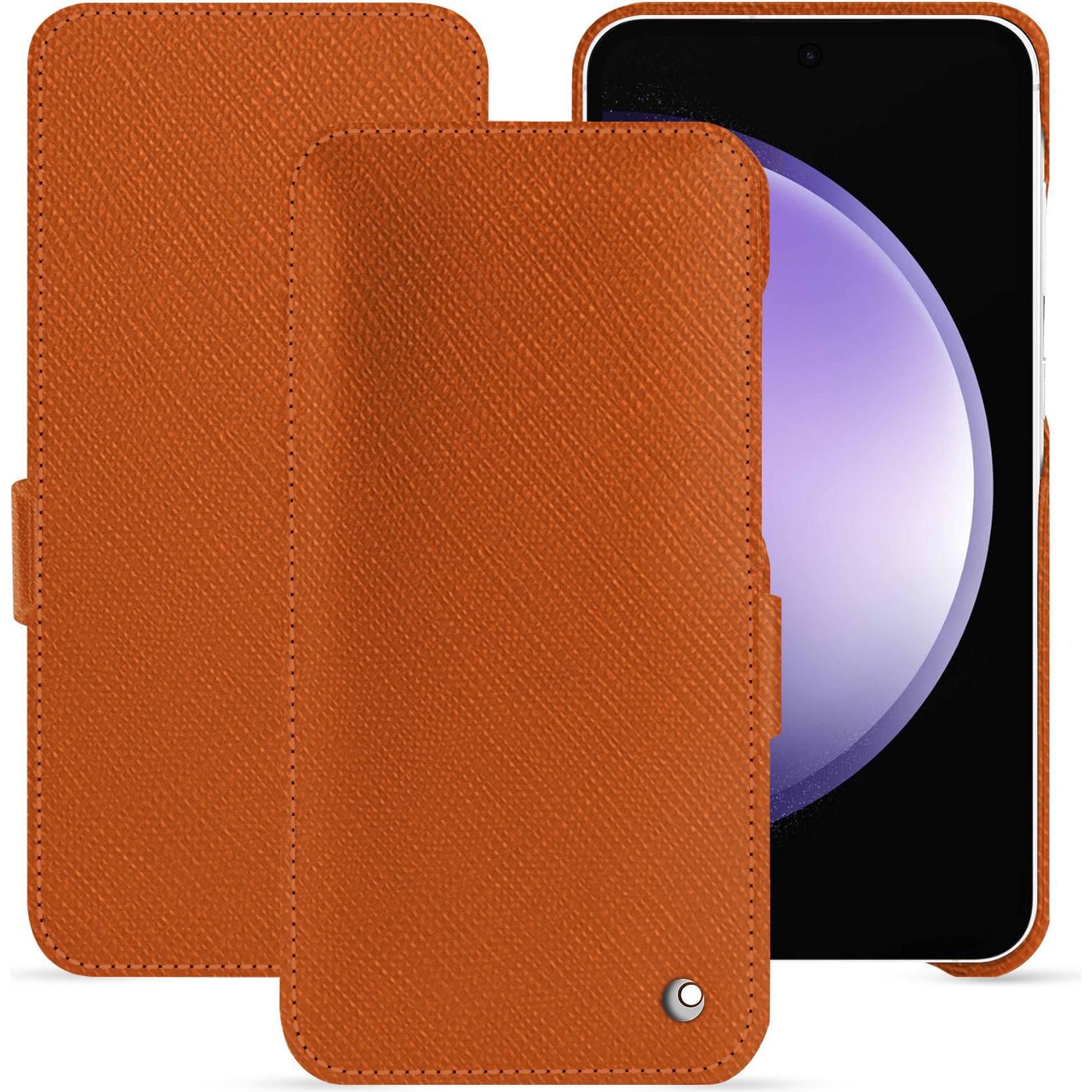 Noreve Lederschutzhülle horizontal (Samsung Galaxy S23 FE), Smartphone Hülle, Orange
